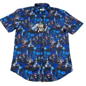 RSVLTS Star Wars Shirt Men Medium Button Up AOP Darth Vader Luke Skywalker